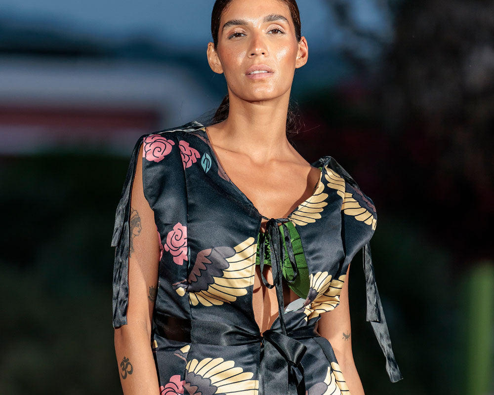 Printed vest with bikini