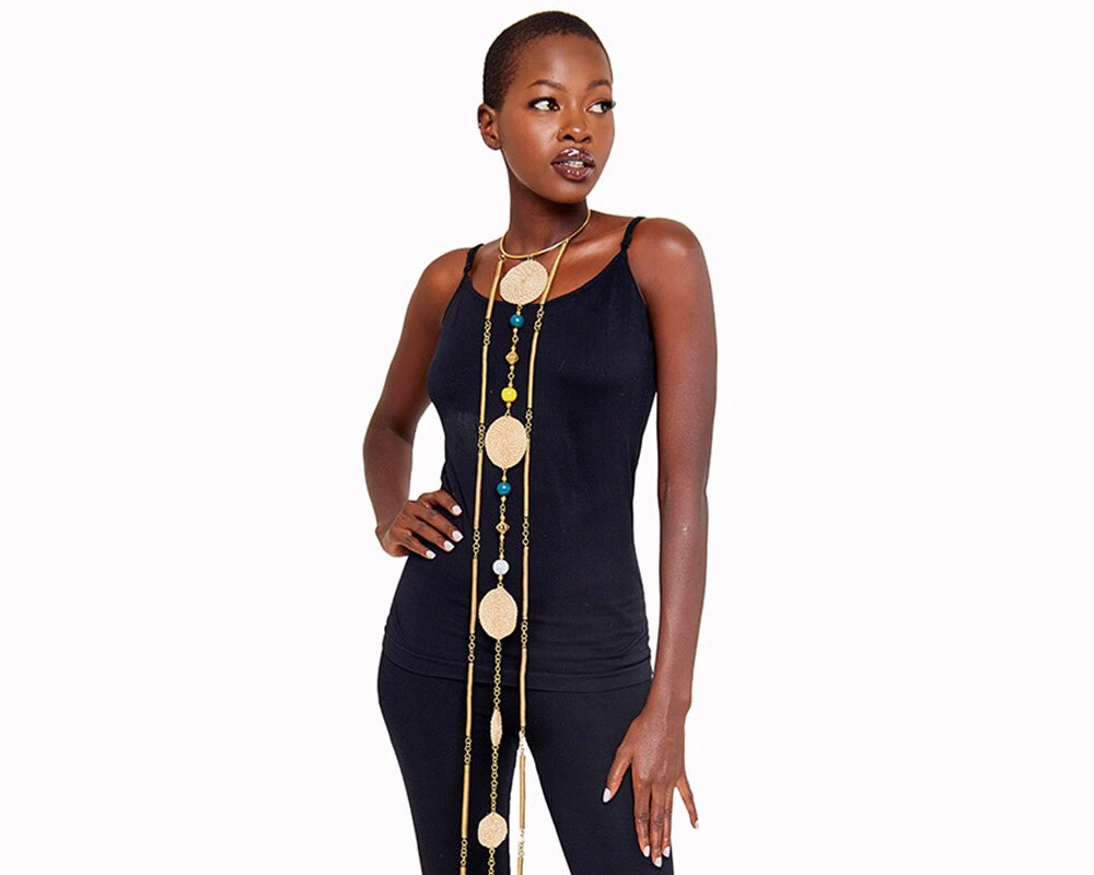 Lijoki neck piece with brass neck cuff