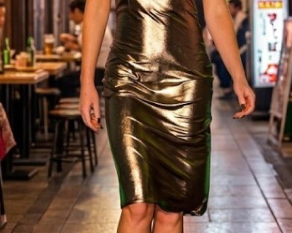 Gold cocktail dress